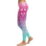 Pink & Turquoise Mandala Weave Yoga Leggings | Women’s Workout Tights